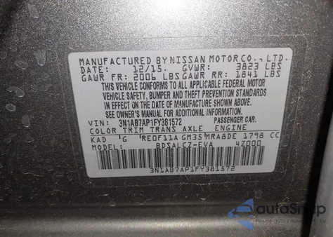 2015 Nissan Sentra S from USA, damaged, VIN 3N1AB7AP1FY381572